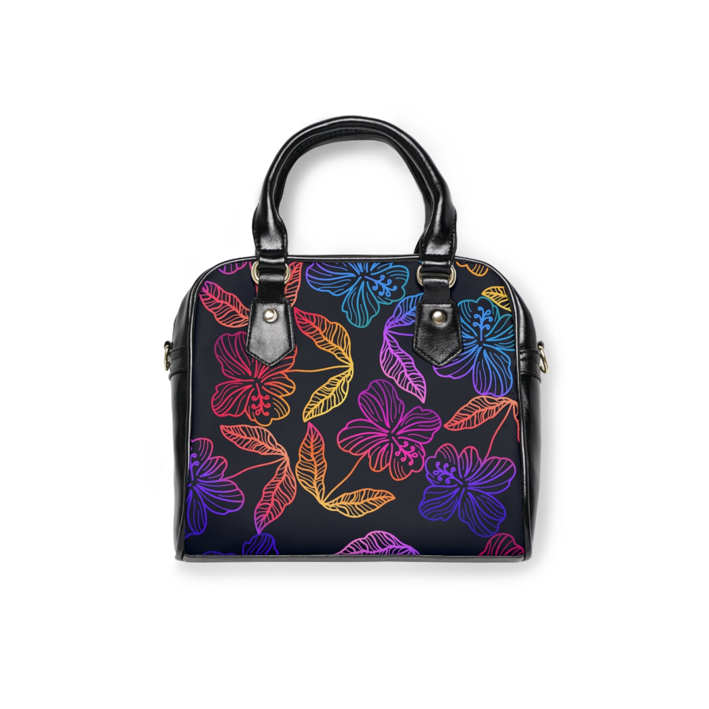 Rainbow Hibiscus Shoulder Handbag