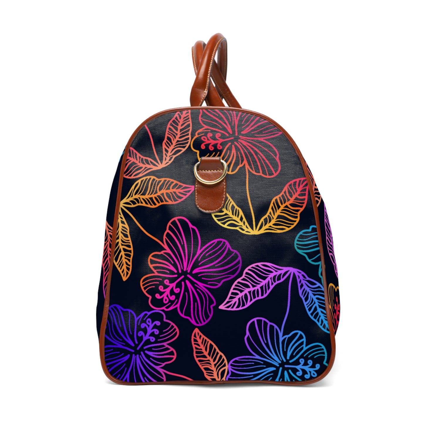 Rainbow Hibiscus Waterproof Travel Bag