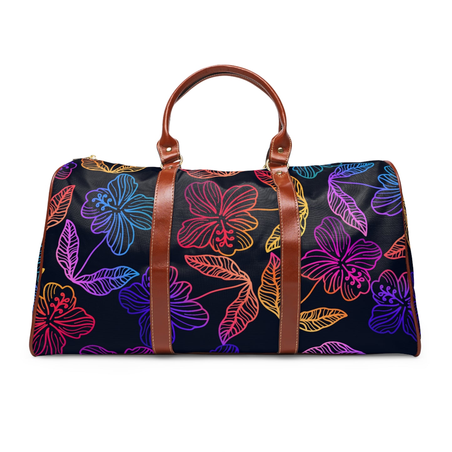 Rainbow Hibiscus Waterproof Travel Bag