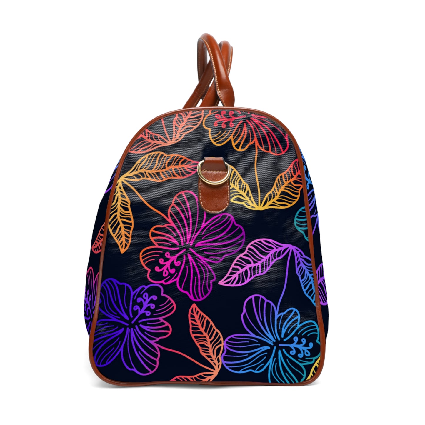 Rainbow Hibiscus Waterproof Travel Bag