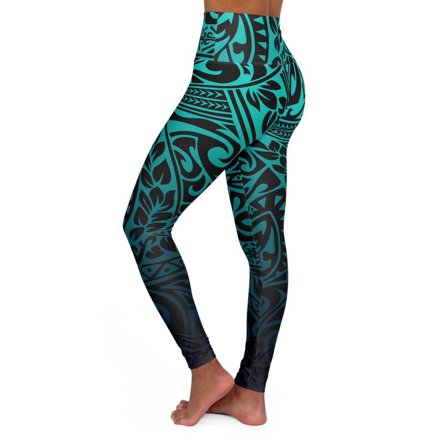 Teal Navy High Waisted Yoga Leggings