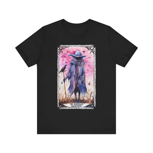 The Guardian Scarecrow Jersey unisex tee, Halloween Graphic Tee, Spooky Shirt, Trick or Treat Tee, Halloween Costume, Festive Gift