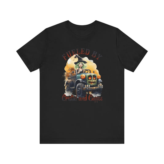 Fueled by crystals and coffee Unisex Jersey Short Sleeve Tee