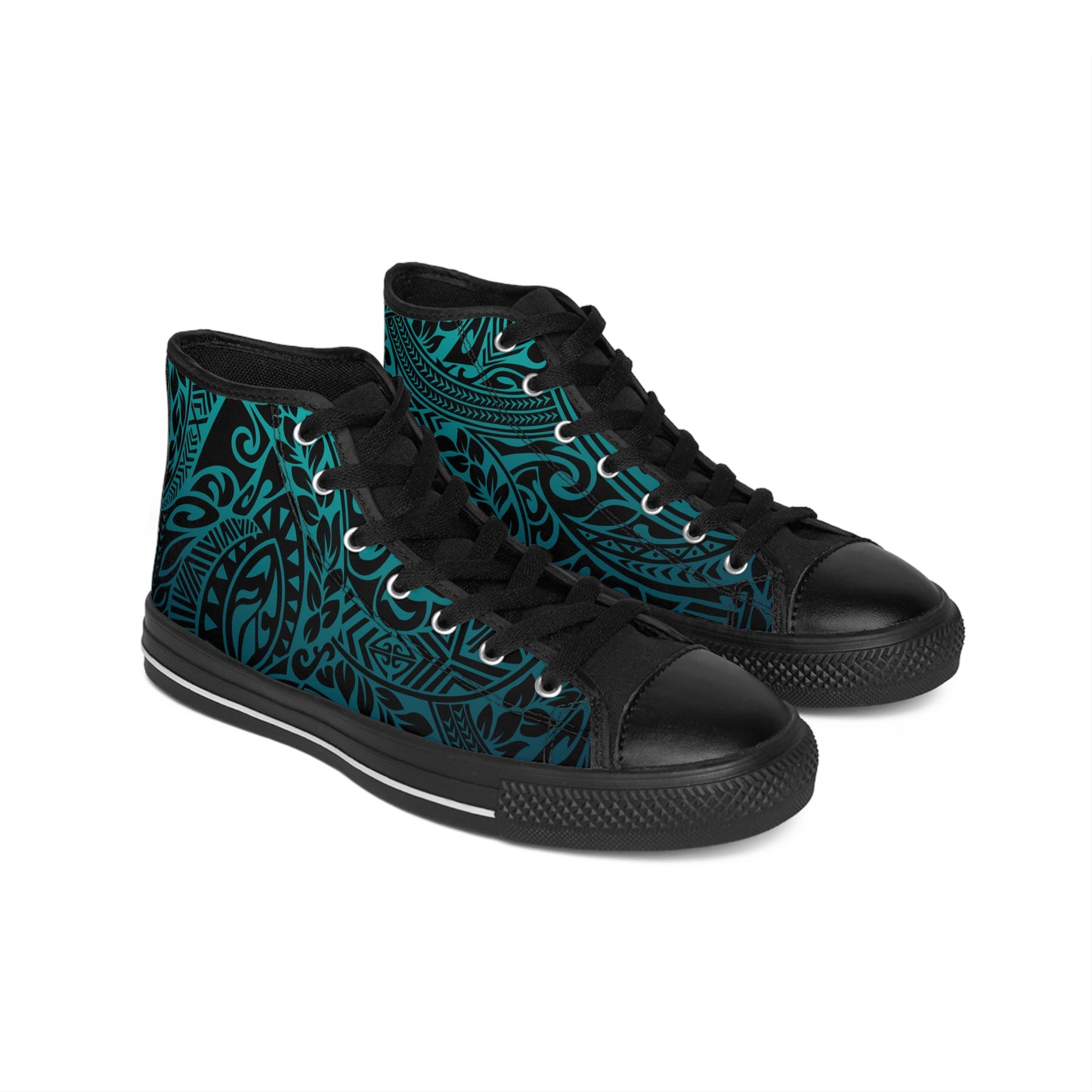 Women's Polynesian Tribal in Teal Classic Sneakers