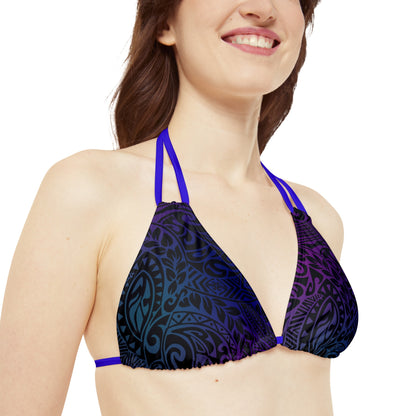 Jewel Tone Polynesian Tribal Strappy Triangle Bikini Top