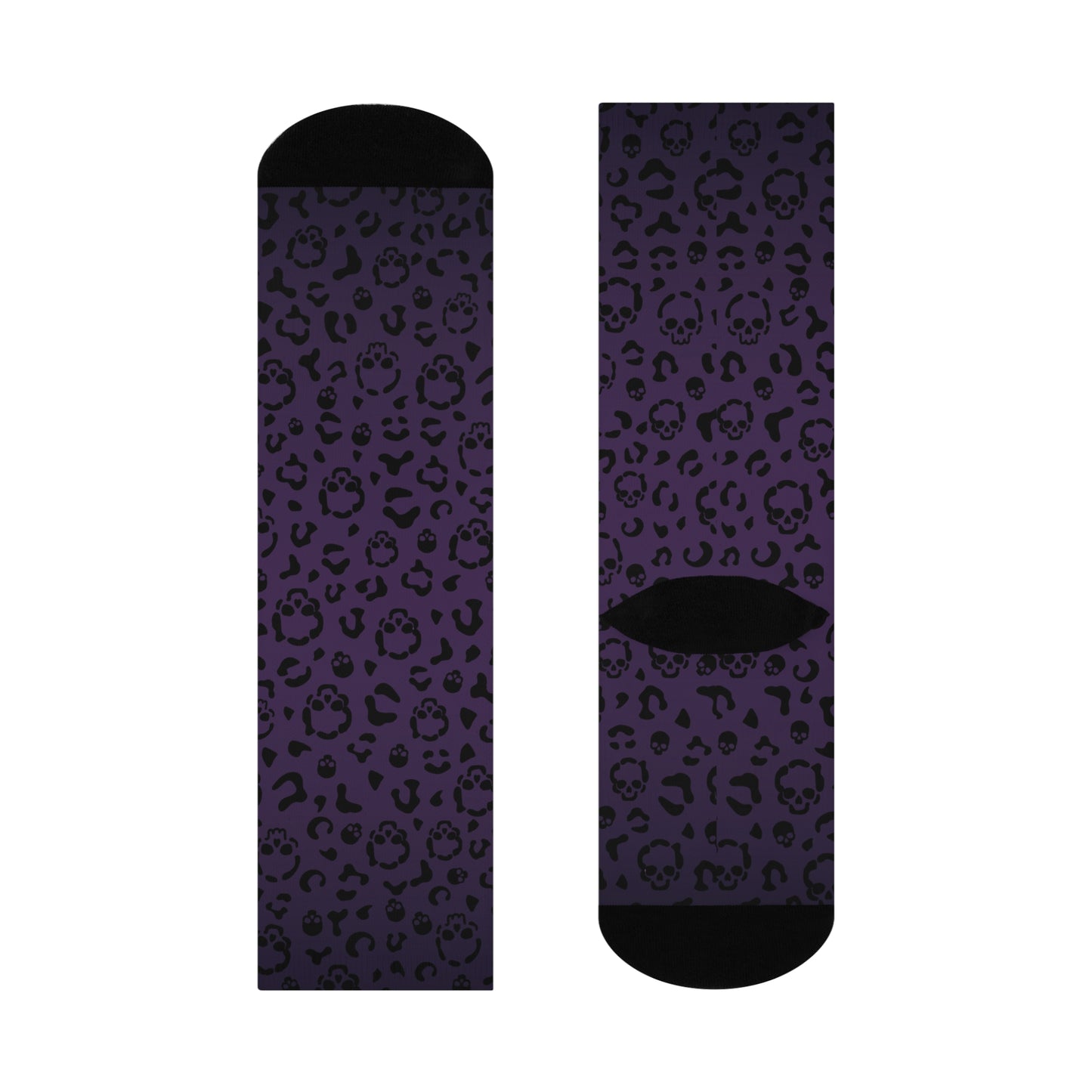 Cheetah Skulls in Purple Cushioned Crew Socks