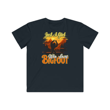 Just a girl that loves bigfoot Kids Fine Jersey Tee