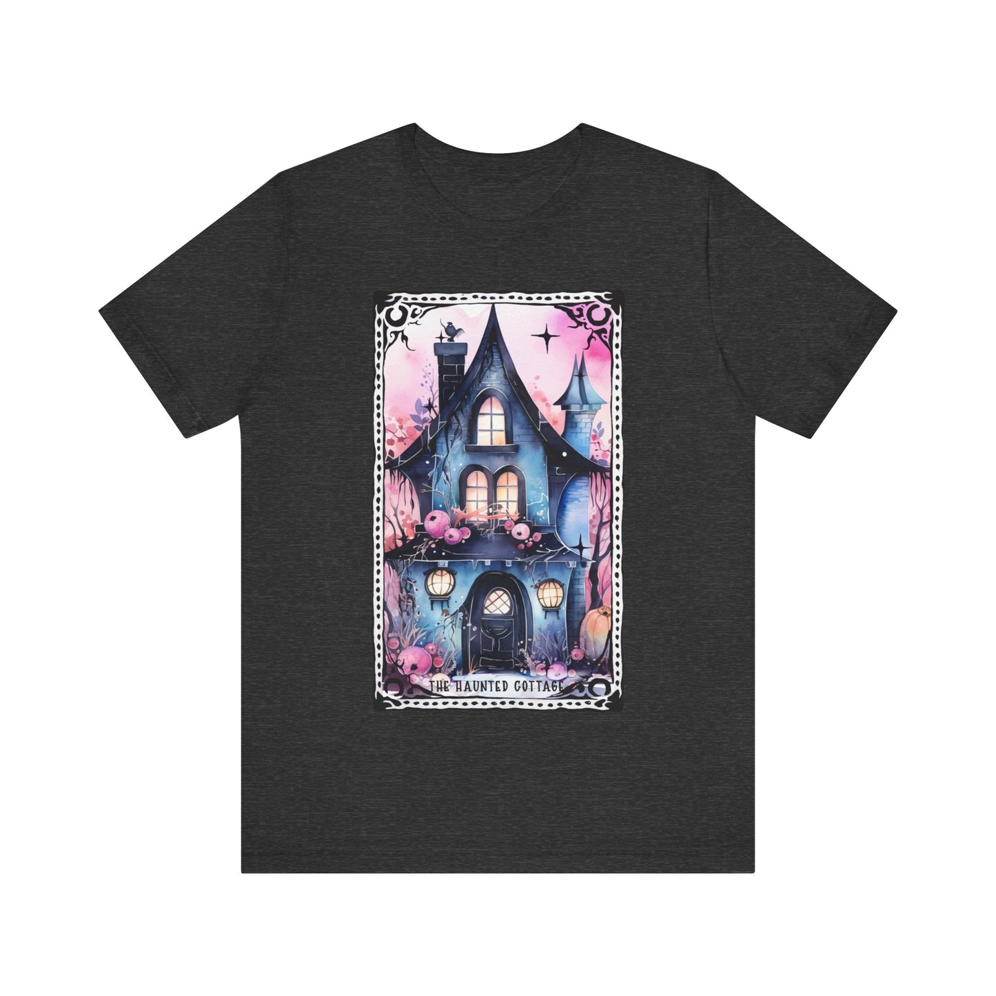 The Haunted Cottage Jersey unisex tee, Halloween Graphic Tee, Spooky Shirt, Trick or Treat Tee, Halloween Costume, Festive Gift