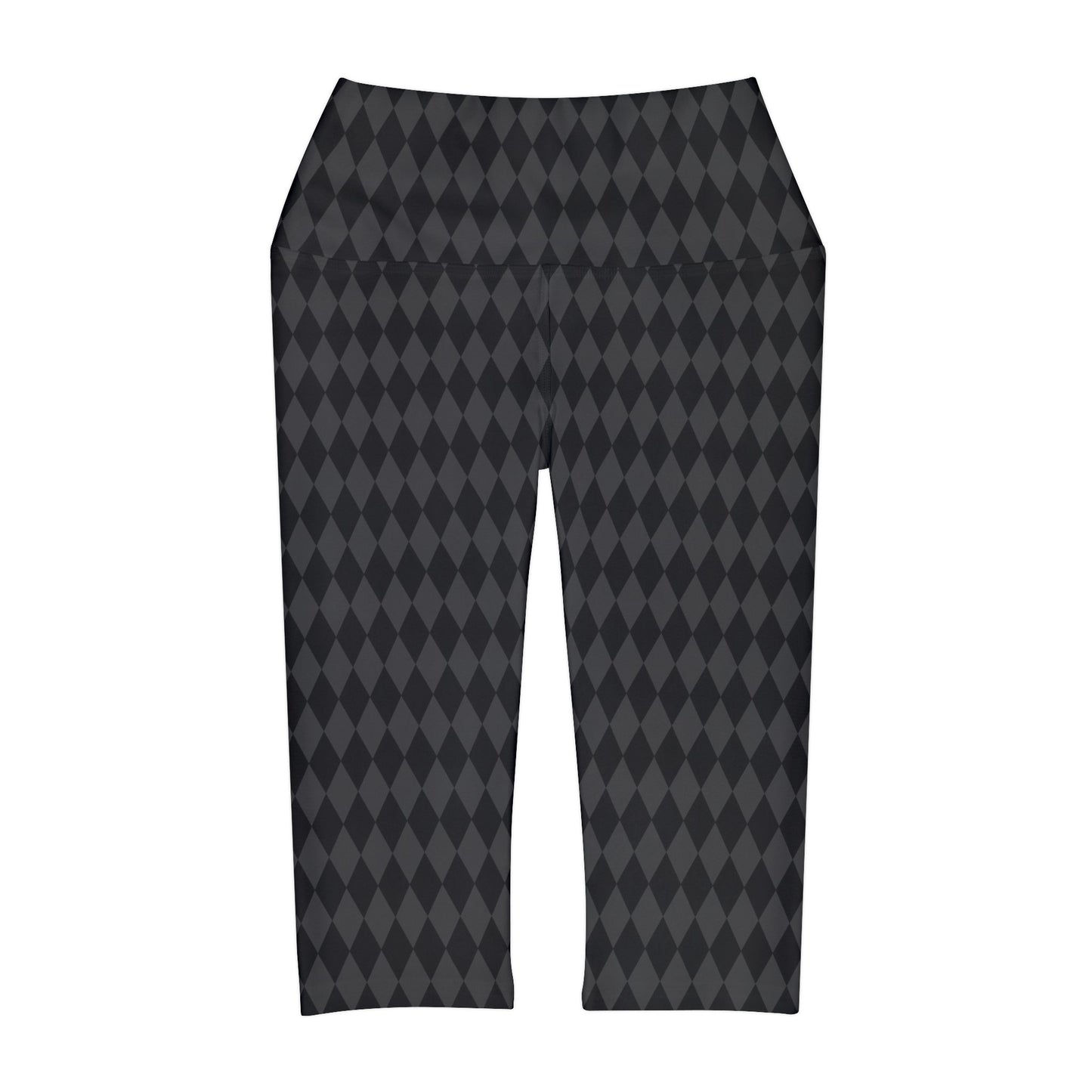 Harlequin in black and grey Yoga Capri Leggings