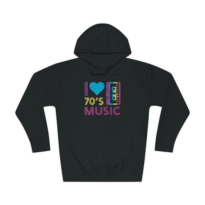 I Love 70'S Music Unisex Fleece Hoodie, Fleece Hoodie Unisex, Comfortable Hooded Sweatshirt, Cozy Winter Wear, Gender-Inclusive Outerwear