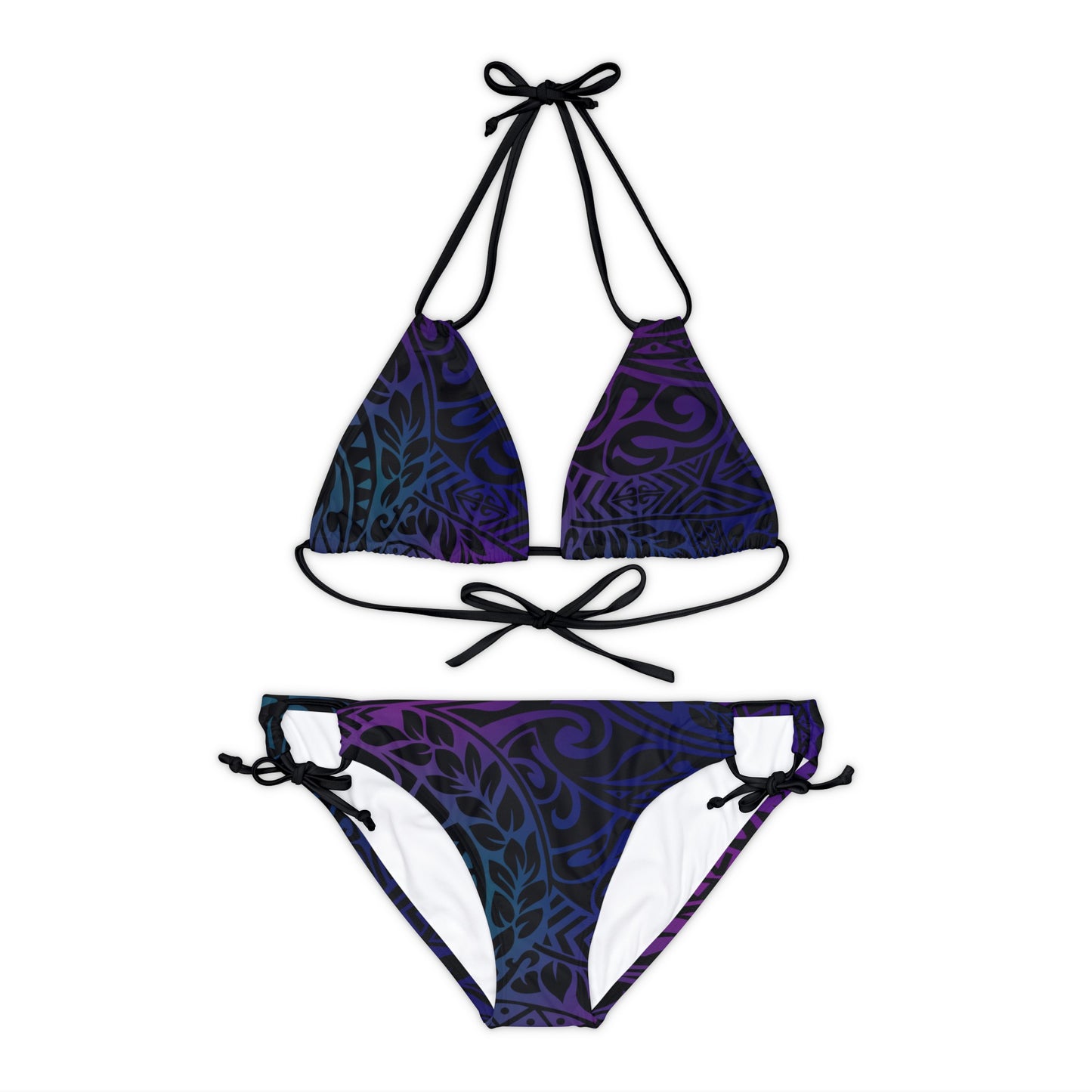 Jewel Tone Polynesian Tribal Strappy Bikini Set
