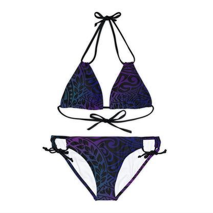 Jewel Tone Polynesian Tribal Strappy Bikini Set