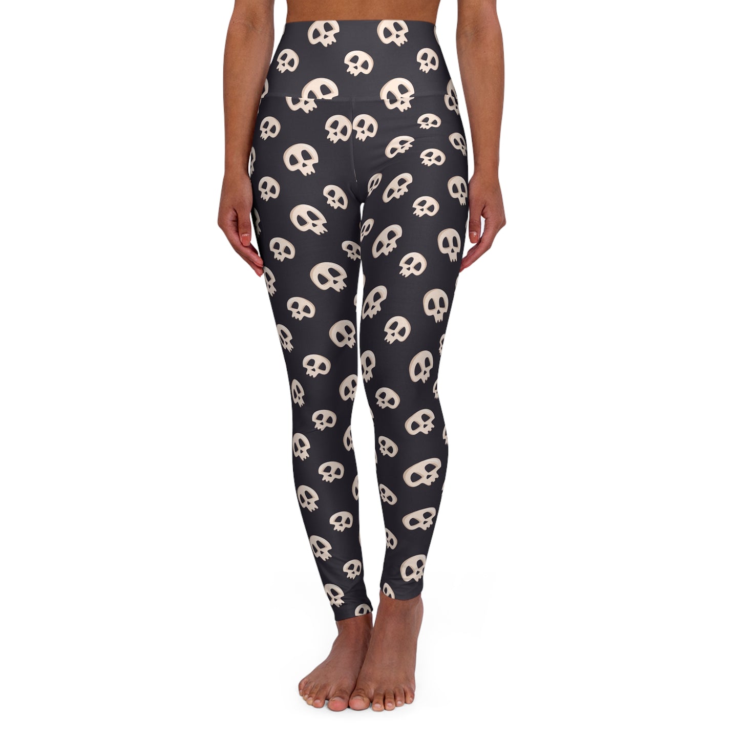 Skulls on Black High Waisted Yoga Leggings