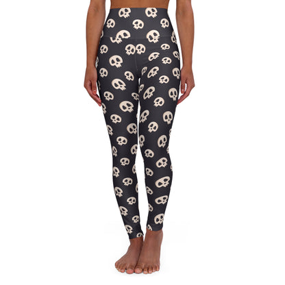 Skulls on Black High Waisted Yoga Leggings