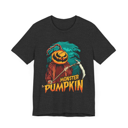 Monster Pumpkin Jersey unisex tee, Halloween Graphic Tee, Spooky Shirt, Trick or Treat Tee, Halloween Costume, Festive Gift
