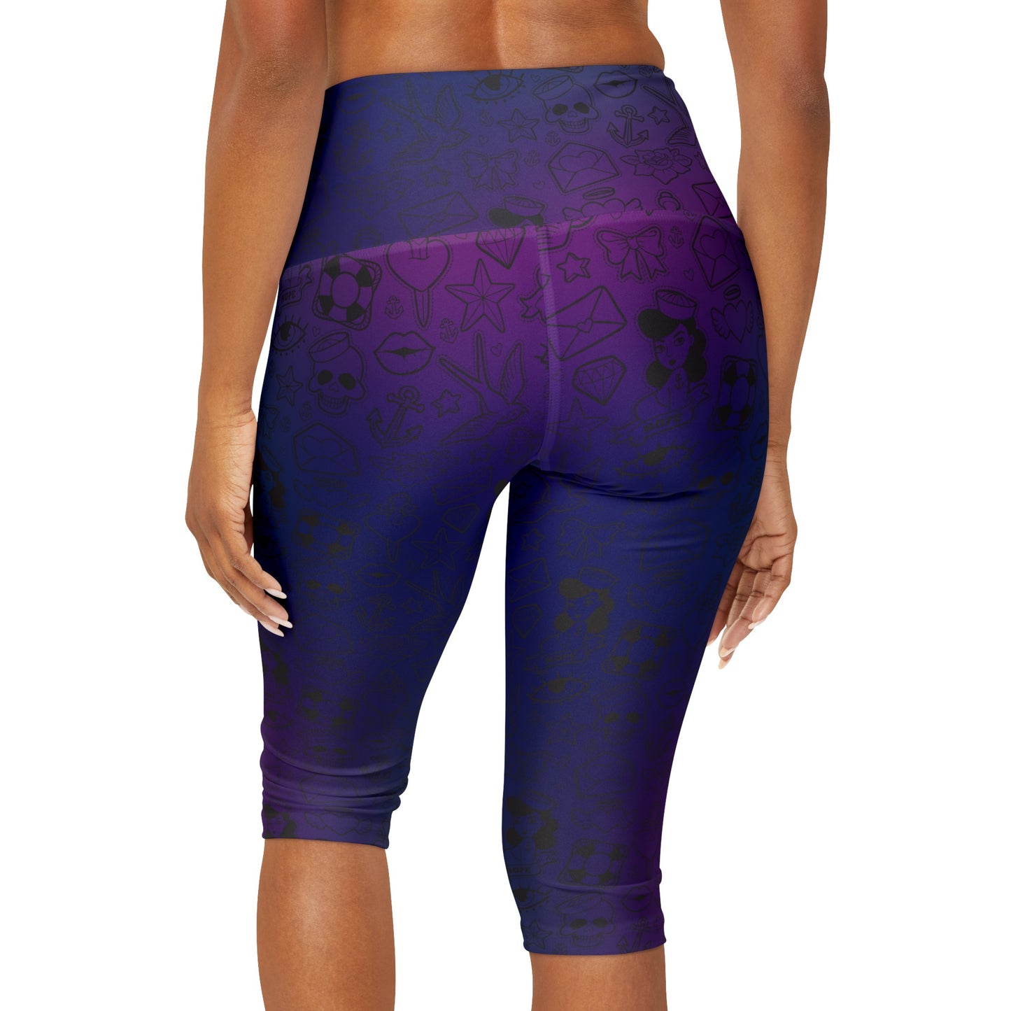 Sailor Jerry in Jewel Tones Yoga Capri Leggings