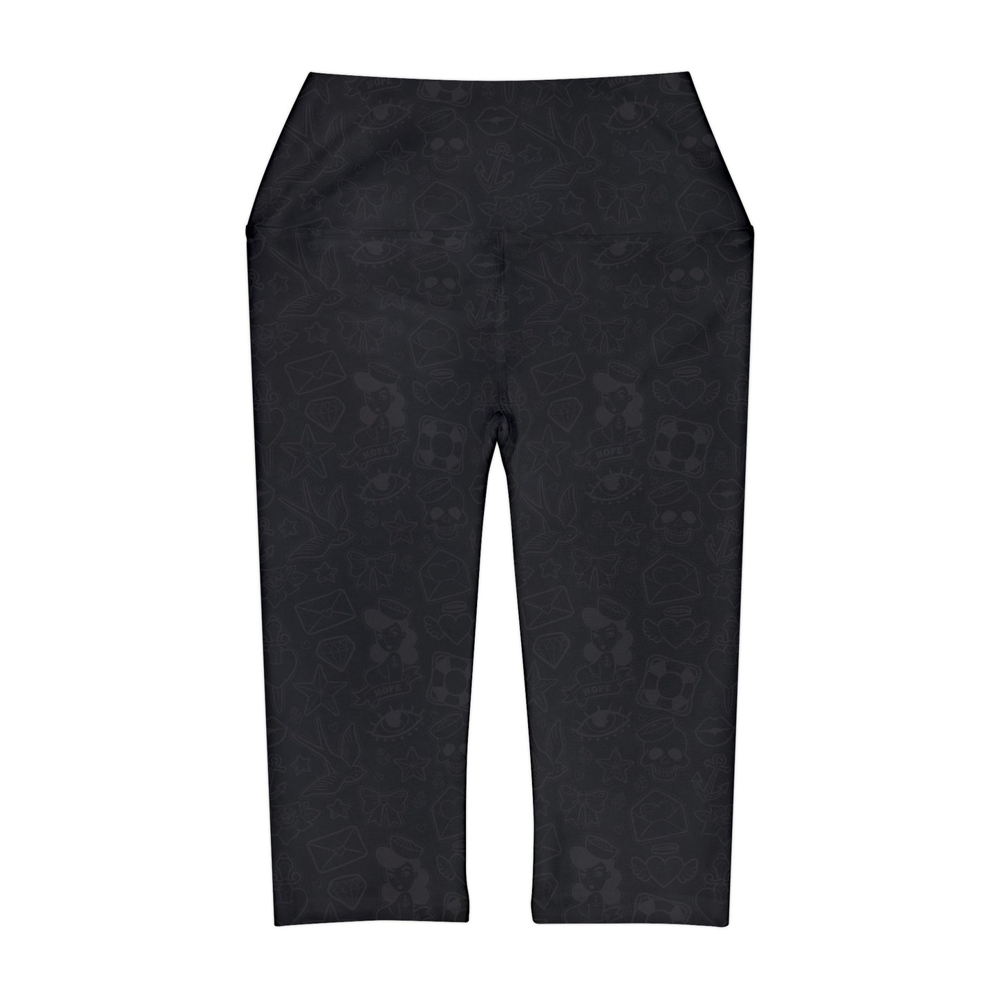 Sailor Jerry in black on black Yoga Capri Leggings
