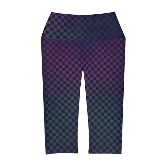 Checkerboard in Jewel Tones Yoga Capri Leggings