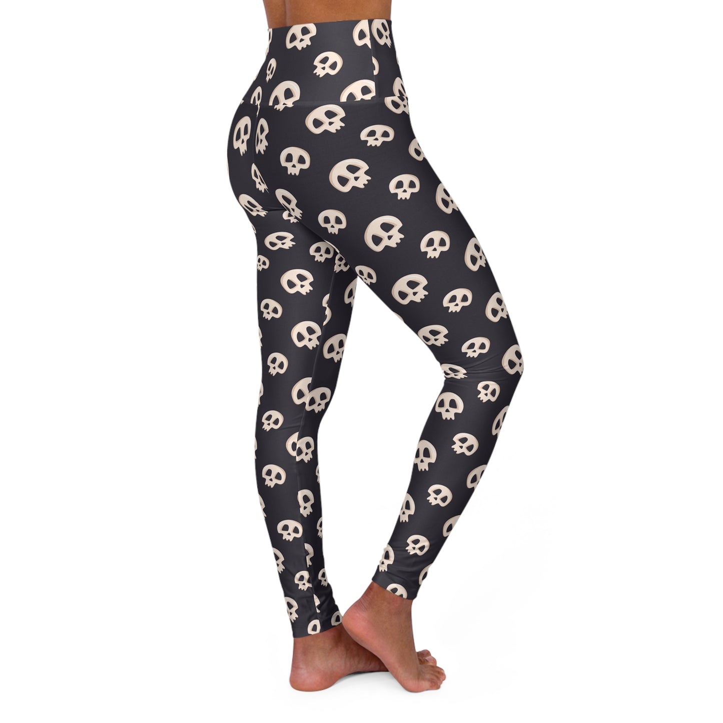 Skulls on Black High Waisted Yoga Leggings
