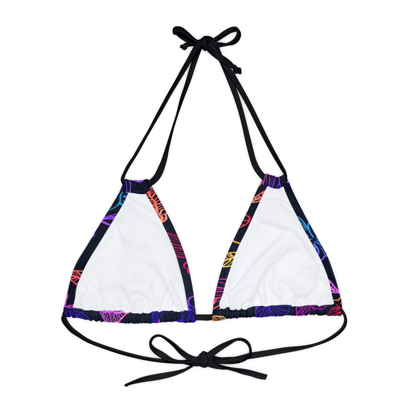 Rainbow Hibiscus Strappy Triangle Bikini Top