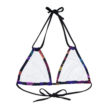 Rainbow Hibiscus Strappy Triangle Bikini Top