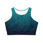 Sailor Jerry in Blue Fully Lined, Padded Sports Bra, Blue Leopard Print Sports Bra, Lined Athletic Top, Fitness Apparel