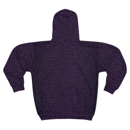Cheetah Skull in Purple and Black Unisex Zip Hoodie