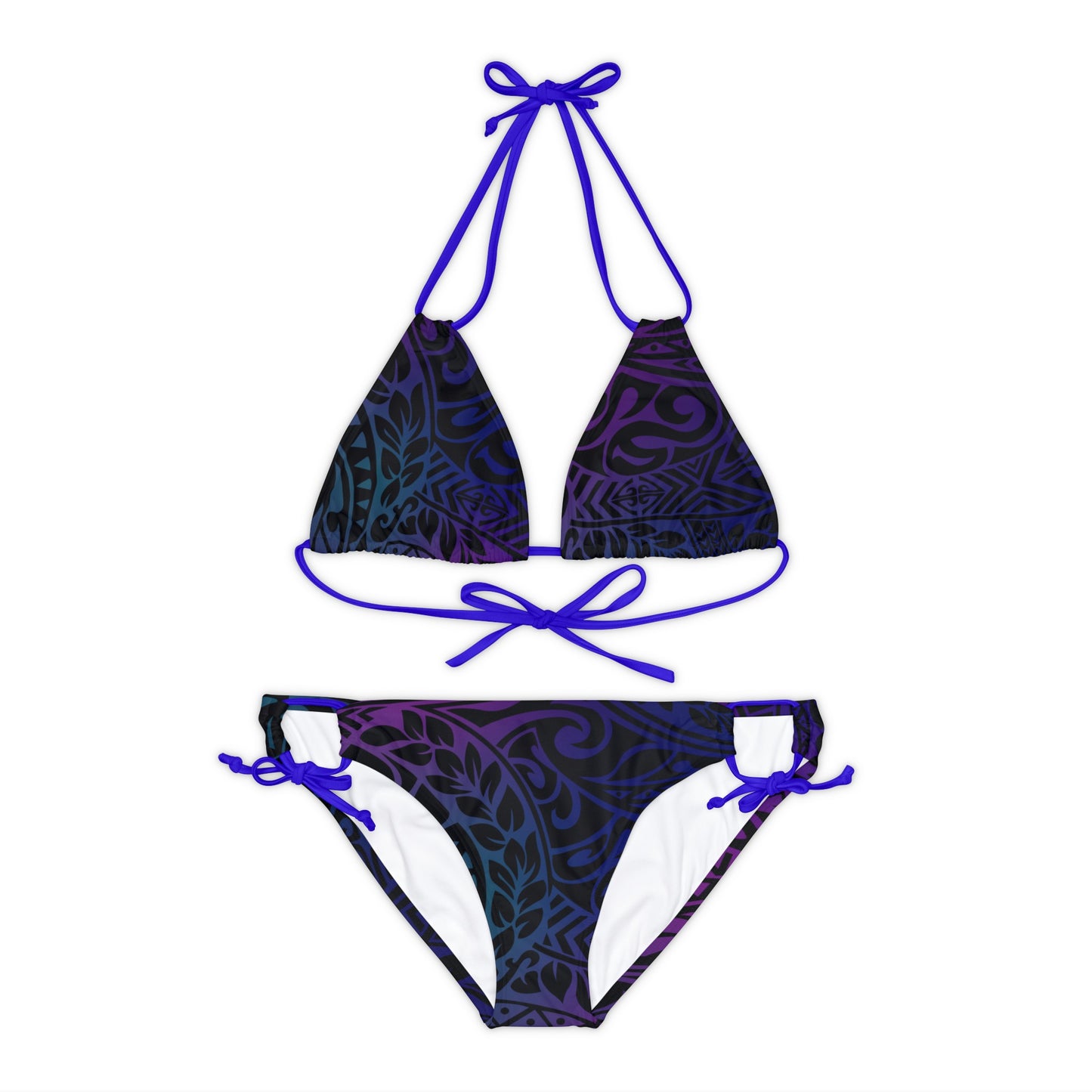 Jewel Tone Polynesian Tribal Strappy Bikini Set