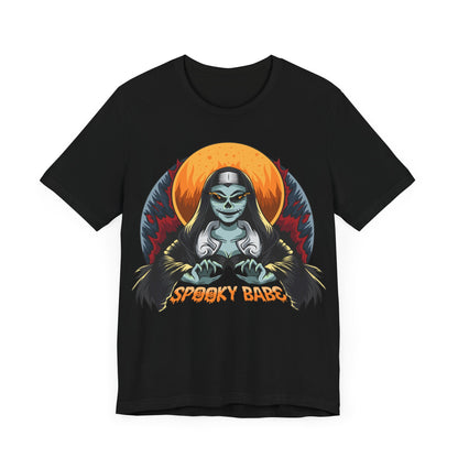 Spooky Babe Jersey unisex tee, Halloween Graphic Tee, Spooky Shirt, Trick or Treat Tee, Halloween Costume, Festive Gift