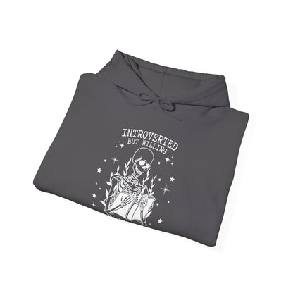Introverted but willing to talk about spicy books Unisex Heavy Blend™ Hooded Sweatshirt
