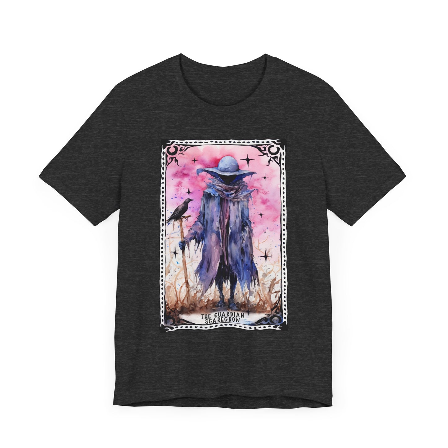 The Guardian Scarecrow Jersey unisex tee, Halloween Graphic Tee, Spooky Shirt, Trick or Treat Tee, Halloween Costume, Festive Gift