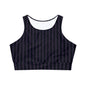 Black and Purple Striped Fully Lined, Padded Sports Bra, Black and White Sports Bra, Lined Athletic Top, Fitness Apparel