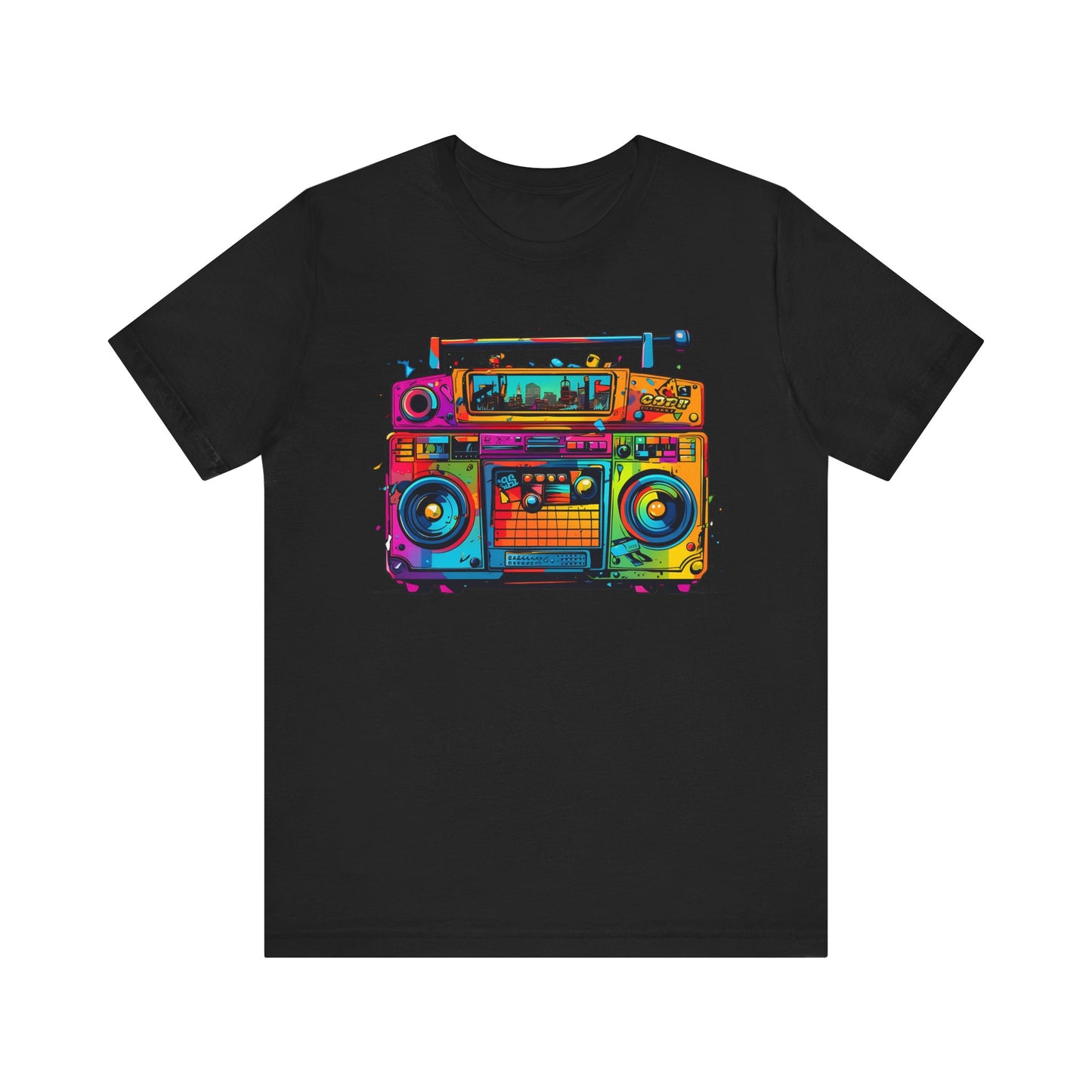 Colorful Boombox 80's, 90's, Unisex Jersey Short Sleeve Tee