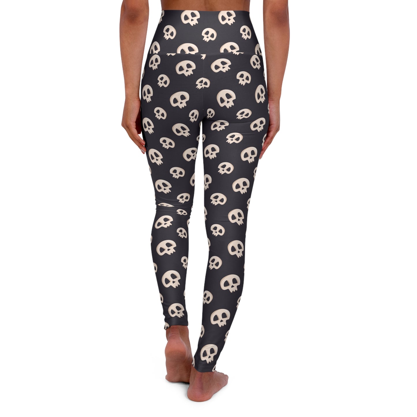 Skulls on Black High Waisted Yoga Leggings