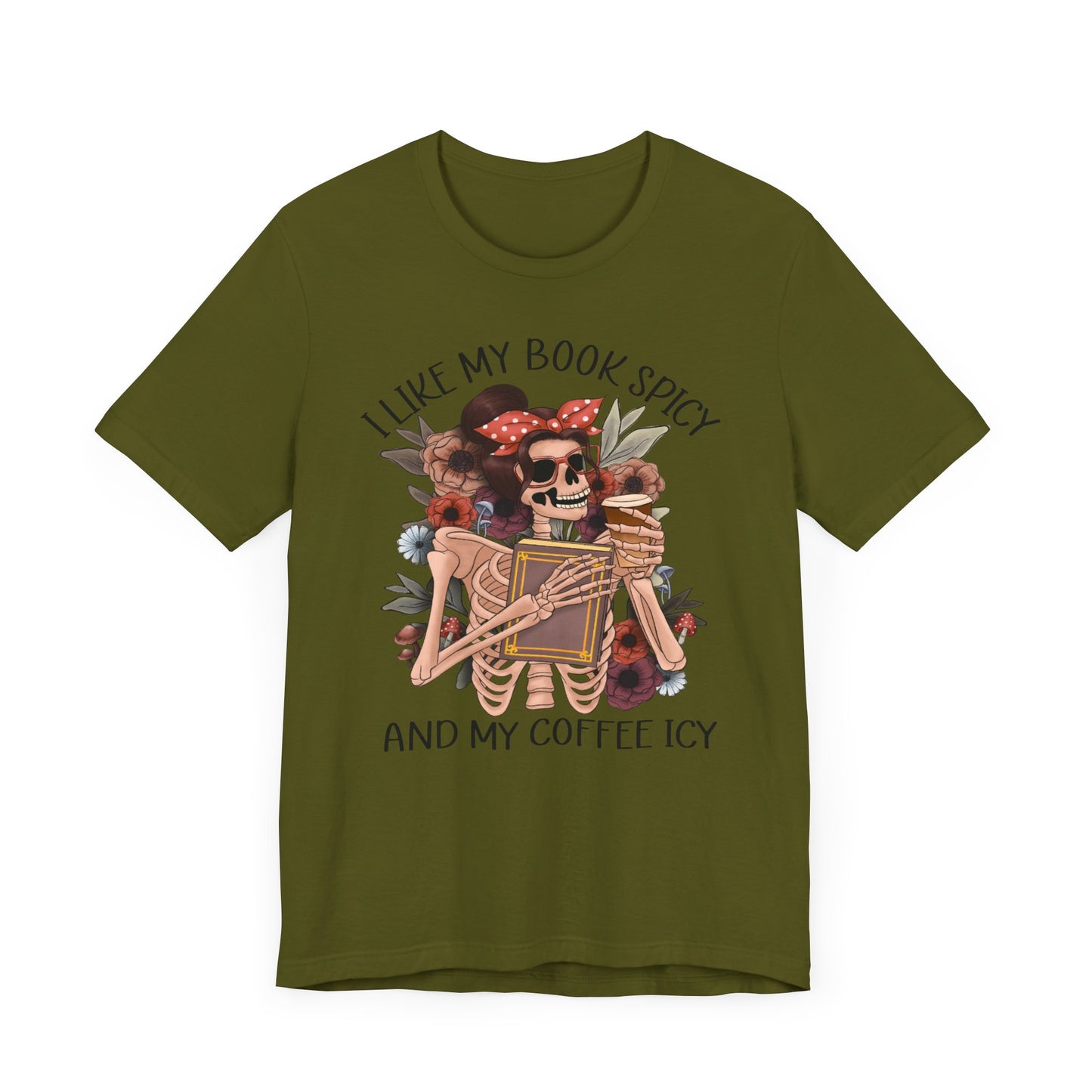 I like my books spicy and my coffee icy Unisex Jersey Short Sleeve Tee