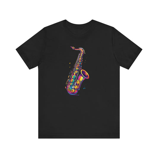 Paint Splatter Saxophone Unisex Jersey Short Sleeve Tee