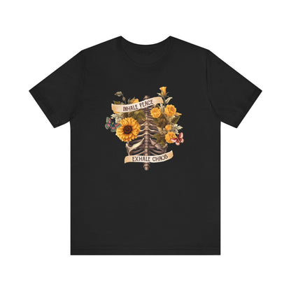 Inhale peace, exhale chaos skeleton Unisex Jersey Short Sleeve Tee