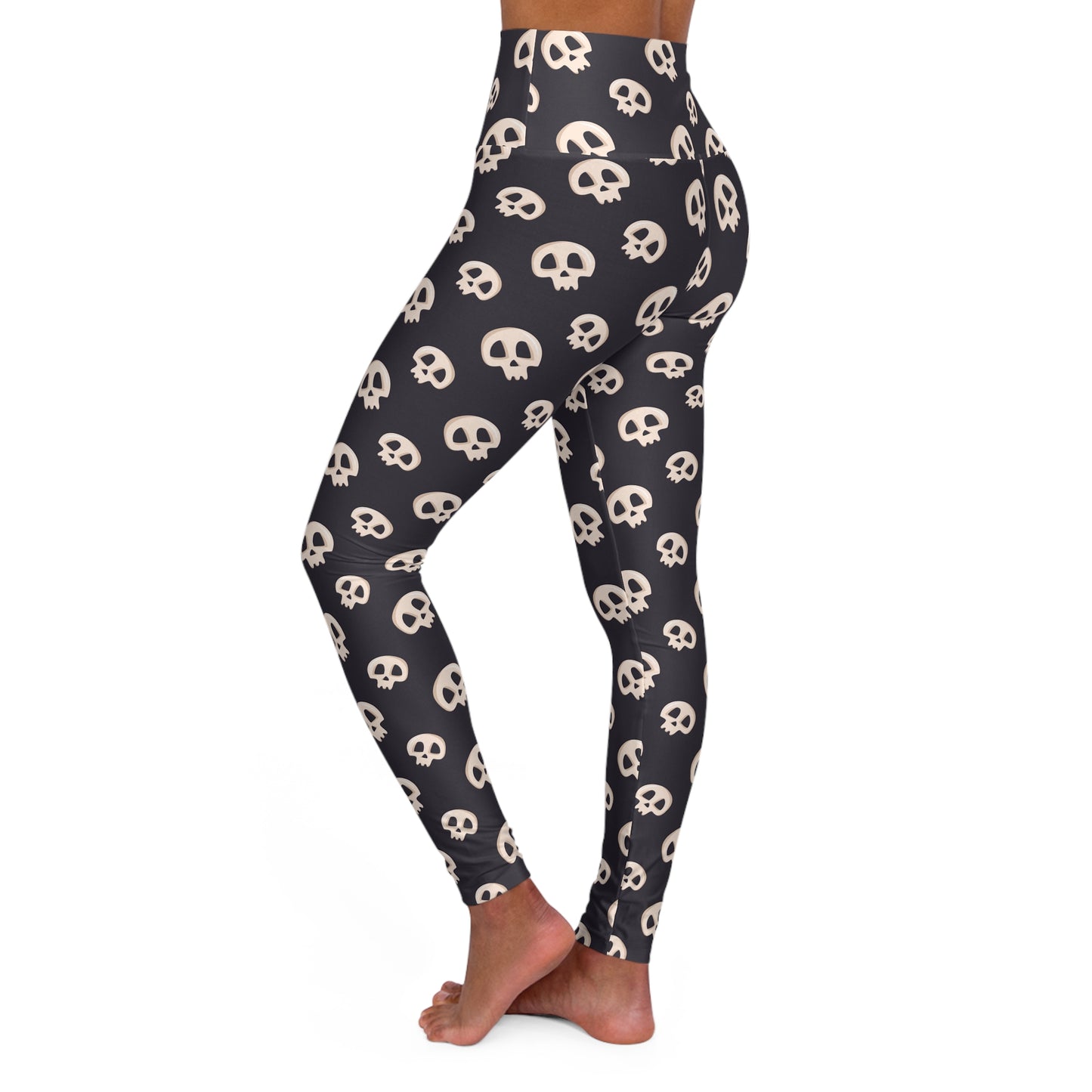 Skulls on Black High Waisted Yoga Leggings
