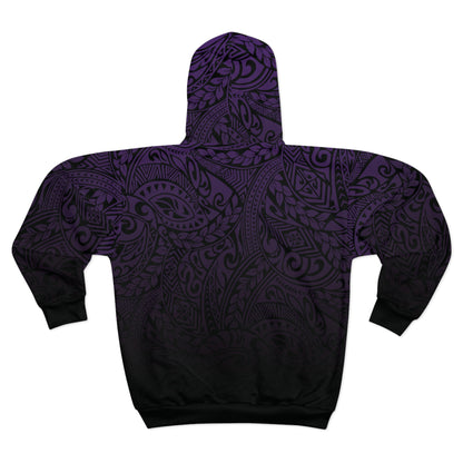 Polynesian Tribal in Purple and Black Unisex Zip Hoodie