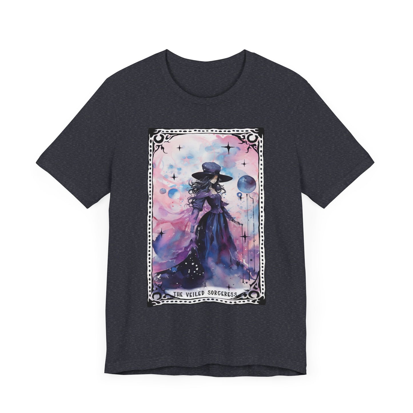 The Veiled Sorceress Jersey unisex tee, Halloween Graphic Tee, Spooky Shirt, Trick or Treat Tee, Halloween Costume, Festive Gift