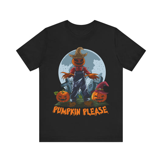 Pumpkin Please Jersey unisex tee, Halloween Graphic Tee, Spooky Shirt, Trick or Treat Tee, Halloween Costume, Festive Gift