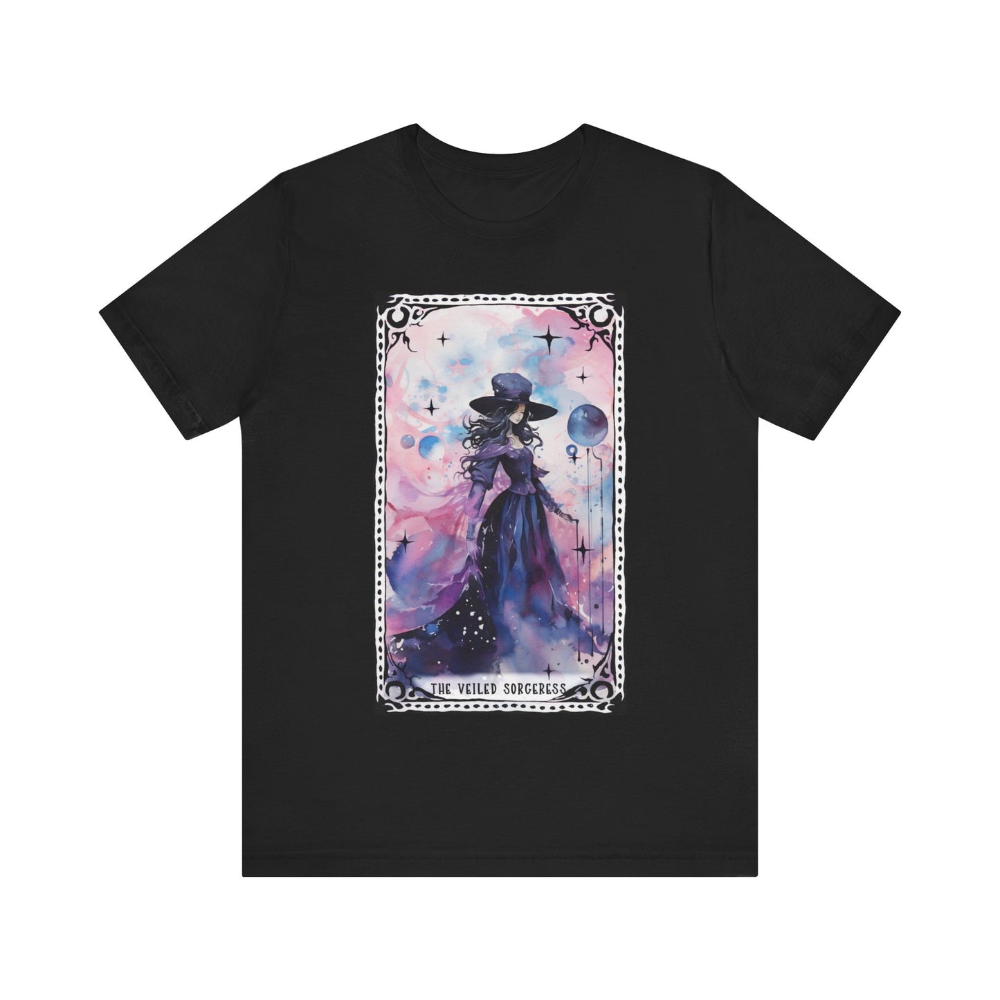 The Veiled Sorceress Jersey unisex tee, Halloween Graphic Tee, Spooky Shirt, Trick or Treat Tee, Halloween Costume, Festive Gift