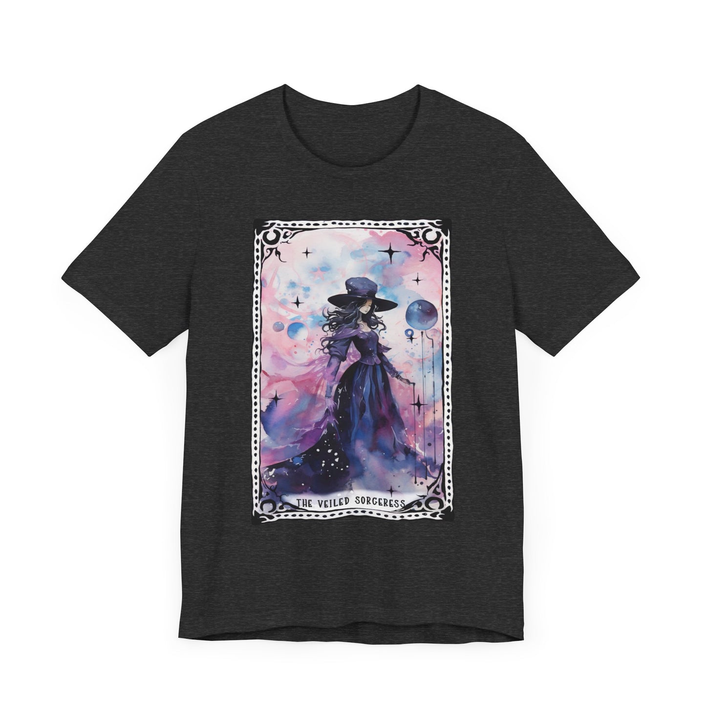 The Veiled Sorceress Jersey unisex tee, Halloween Graphic Tee, Spooky Shirt, Trick or Treat Tee, Halloween Costume, Festive Gift
