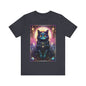 Black Cat Jersey unisex tee, Halloween Graphic Tee, Spooky Shirt, Trick or Treat Tee, Halloween Costume, Festive Gift