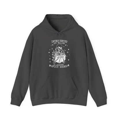 Introverted but willing to talk about spicy books Unisex Heavy Blend™ Hooded Sweatshirt