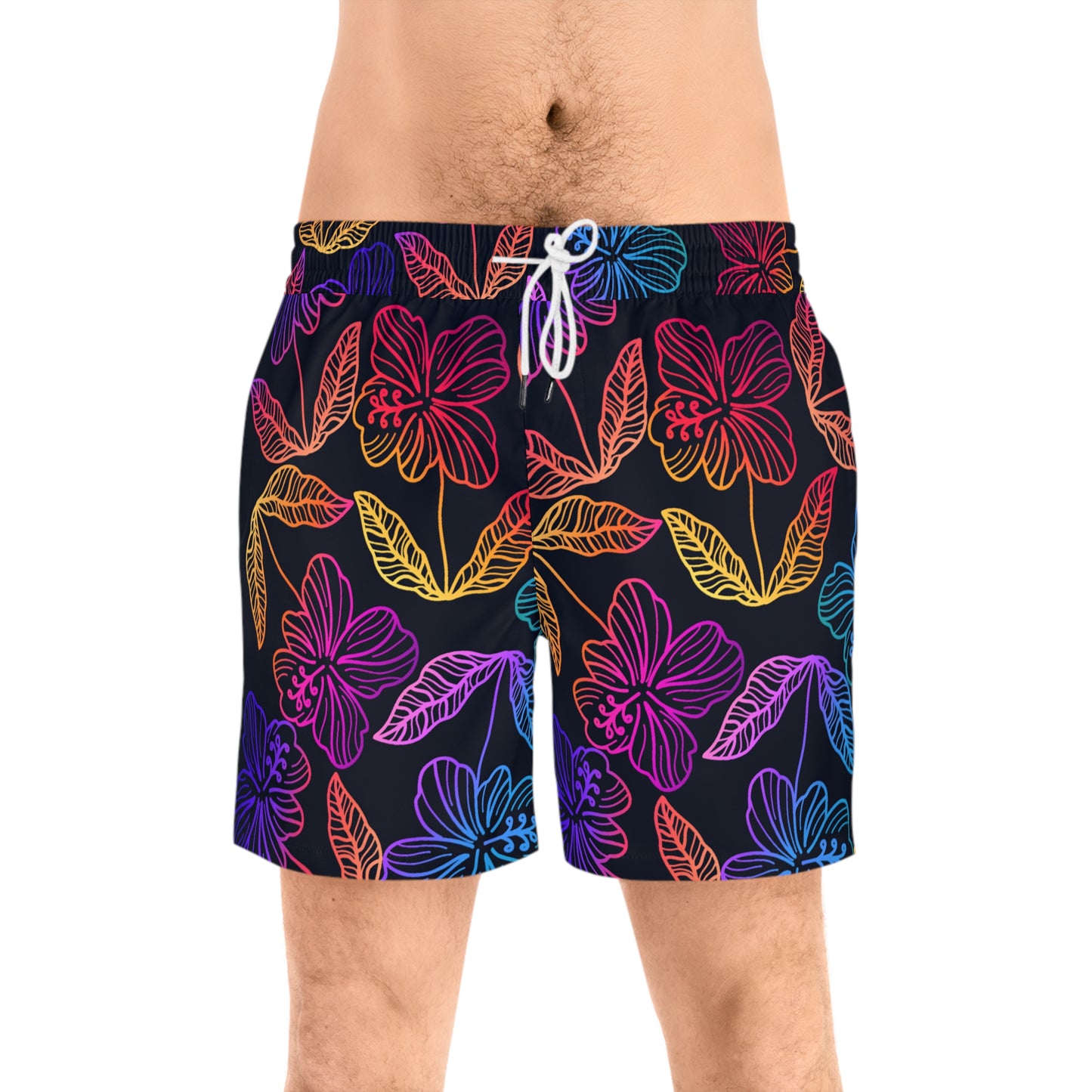 Rainbow Hibiscus Swim Shorts