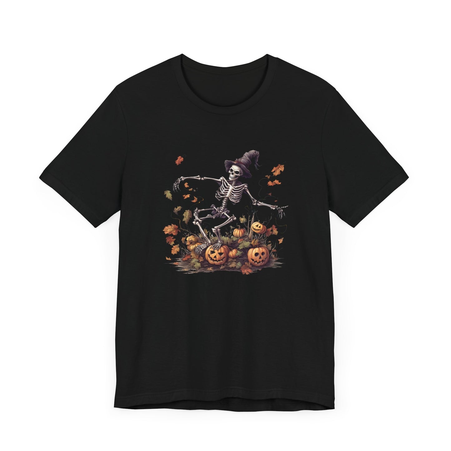 Skeleton with jack-o-lanterns 2 Unisex Jersey Short Sleeve Tee