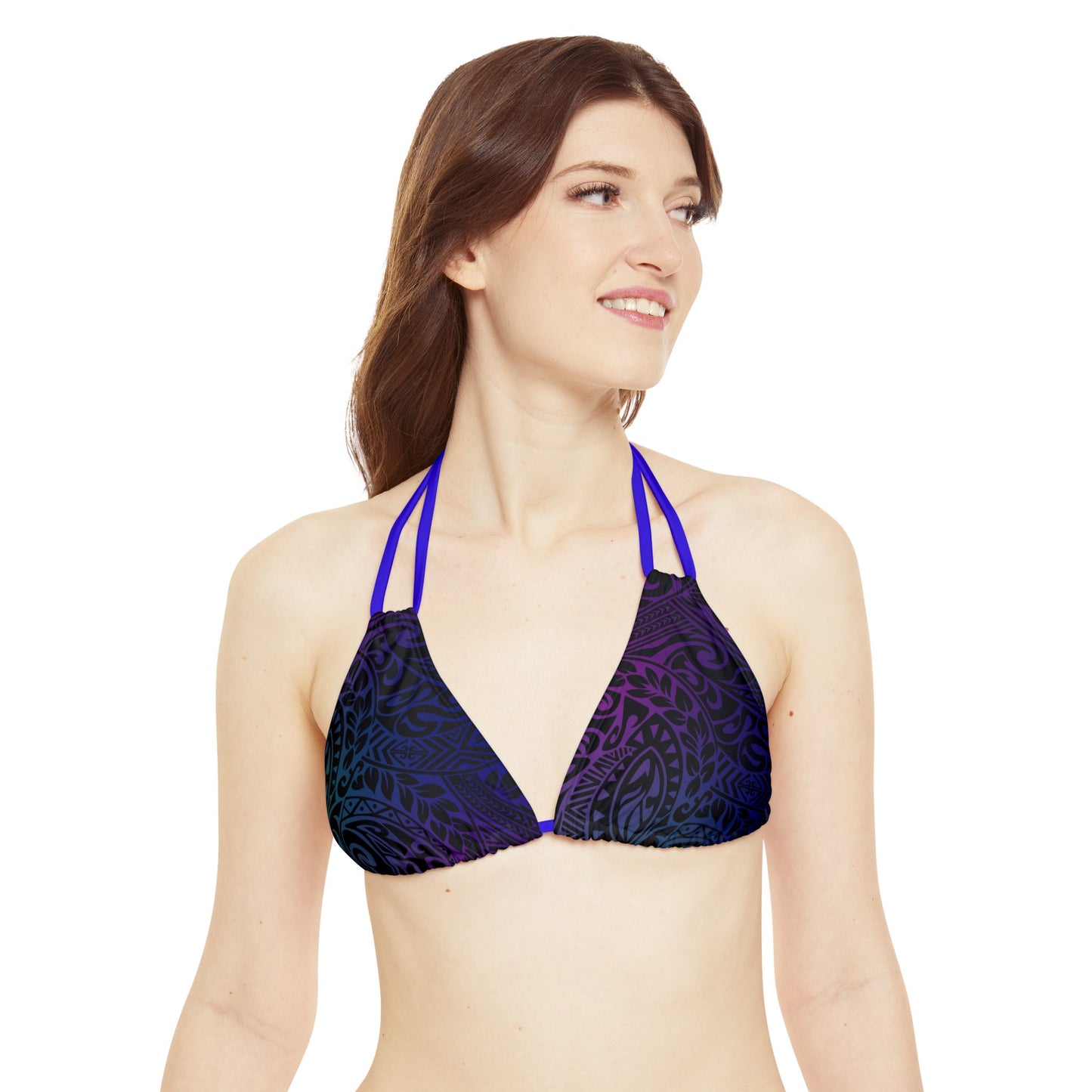 Jewel Tone Polynesian Tribal Strappy Triangle Bikini Top