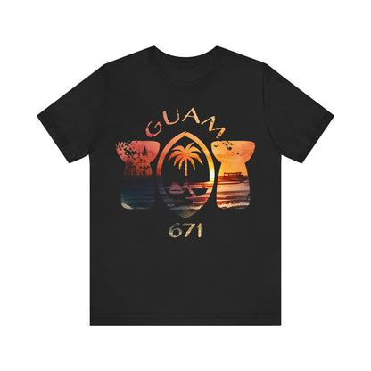 Guam Seal 671 Latte Stone Sunset Unisex Jersey Short Sleeve Tee