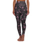 Skull and roses in pink High Waisted Yoga Leggings